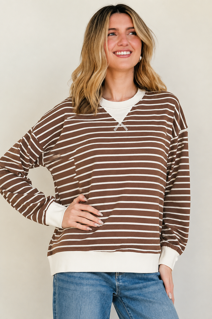 Zen Striped Crewneck (Brown)
