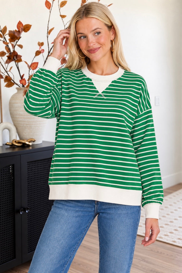 Zen Striped Crewneck (Dark Green)