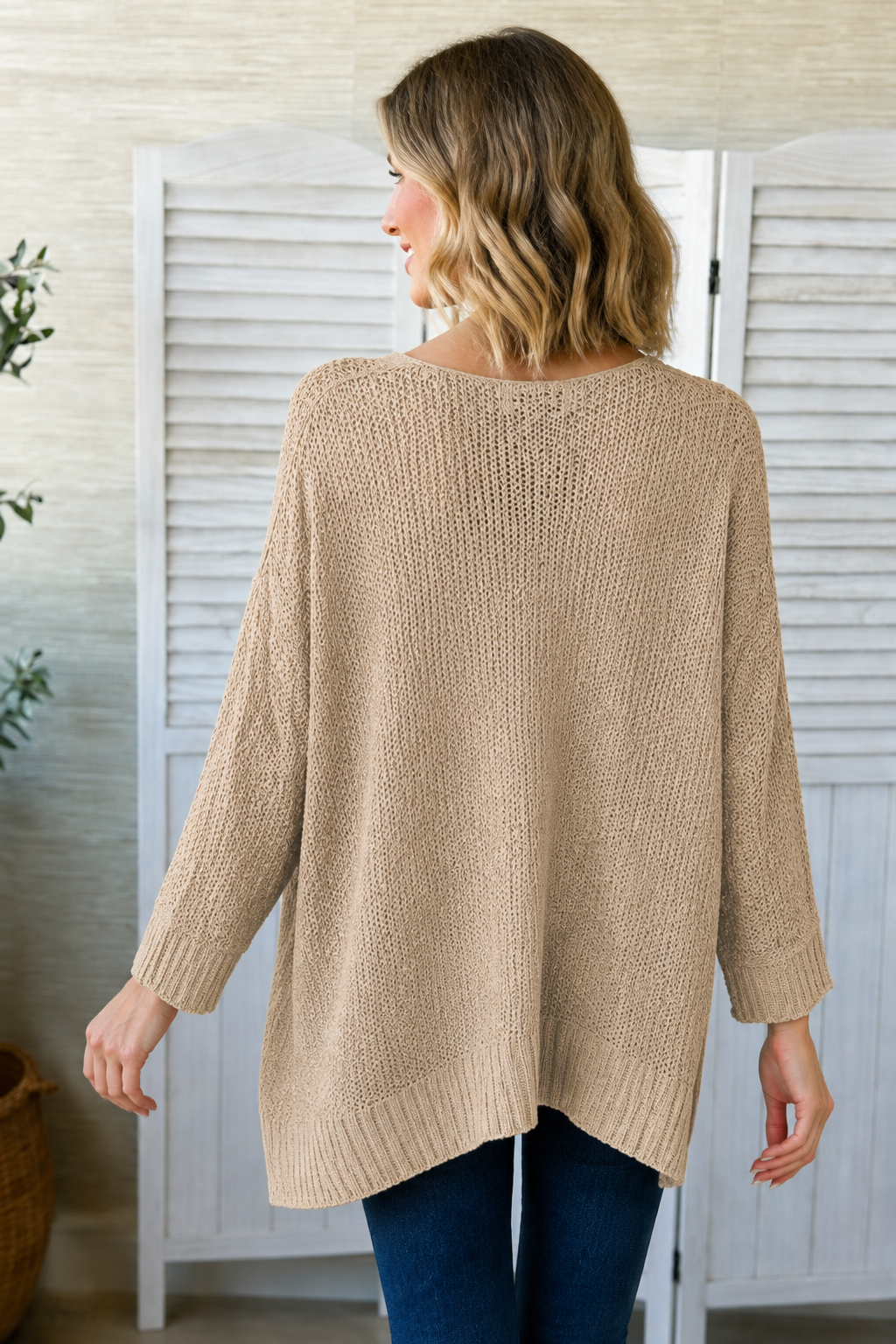 Zen Airy Knit Sweater (Light Mocha)