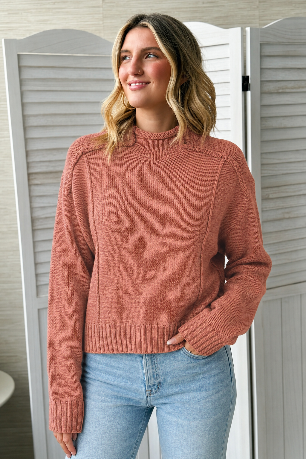 Zen Iris Knit Sweater (Light Mahogany)