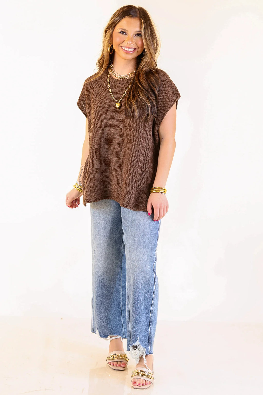 Zen Knit Sweater Tee (Brown)