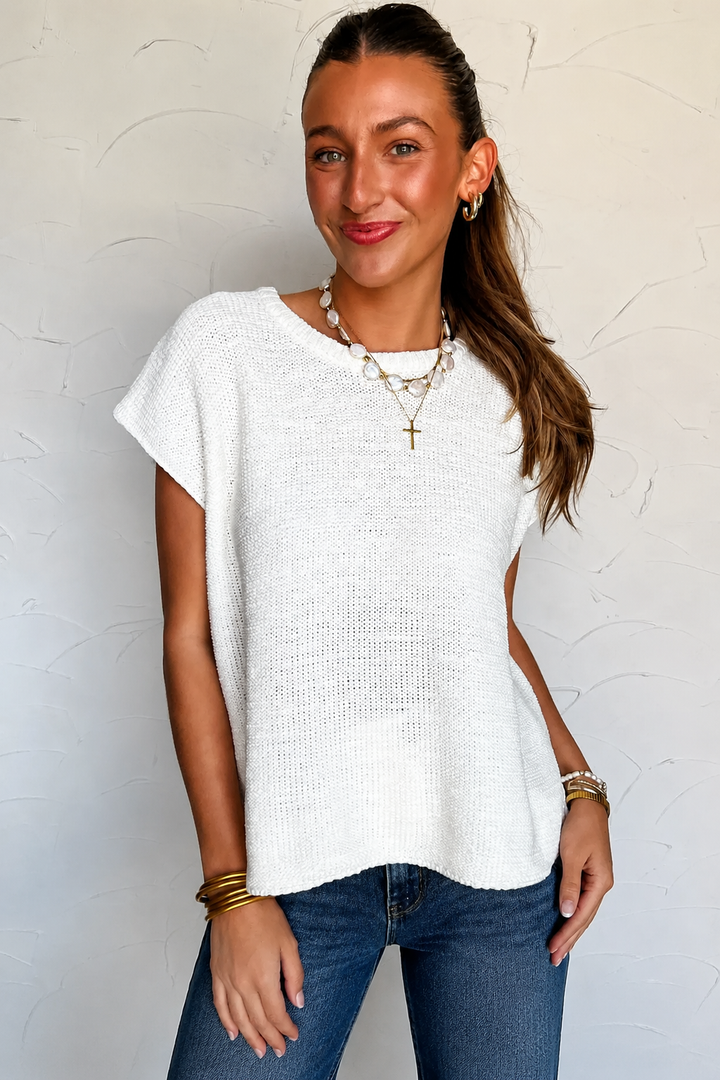 Zen Knit Sweater Tee (Ivory)