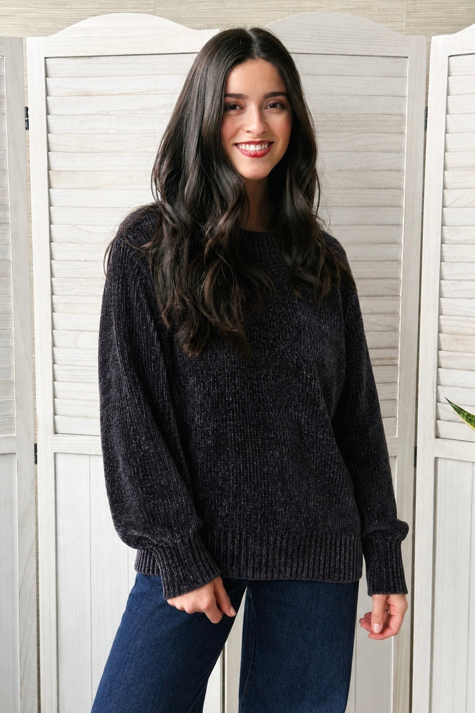 Zen Chenille Rib Sweater (Black)