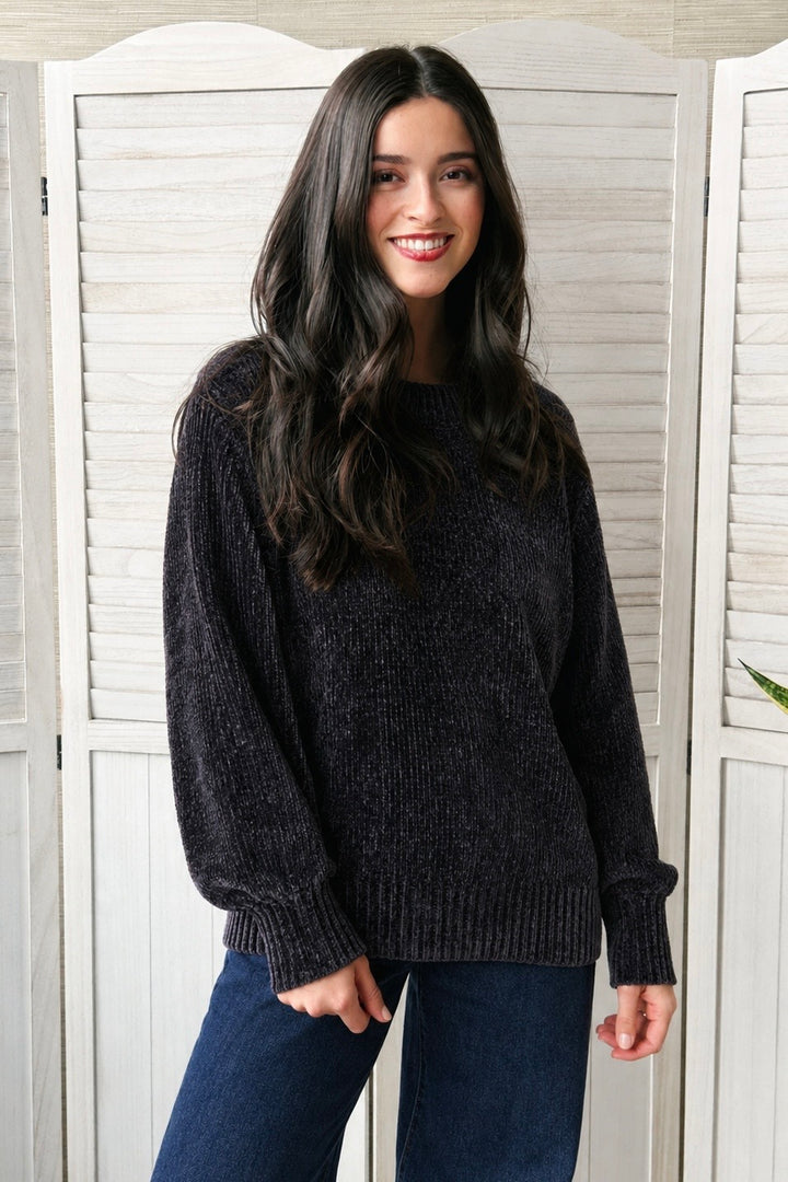 Zen Chenille Rib Sweater (Black)