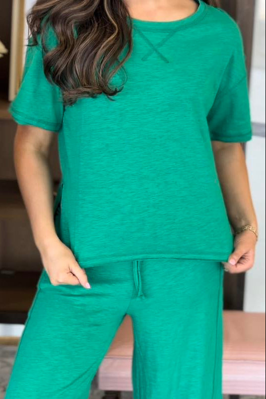 Zen Cotton Slub Lounge Set (Kelly Green)