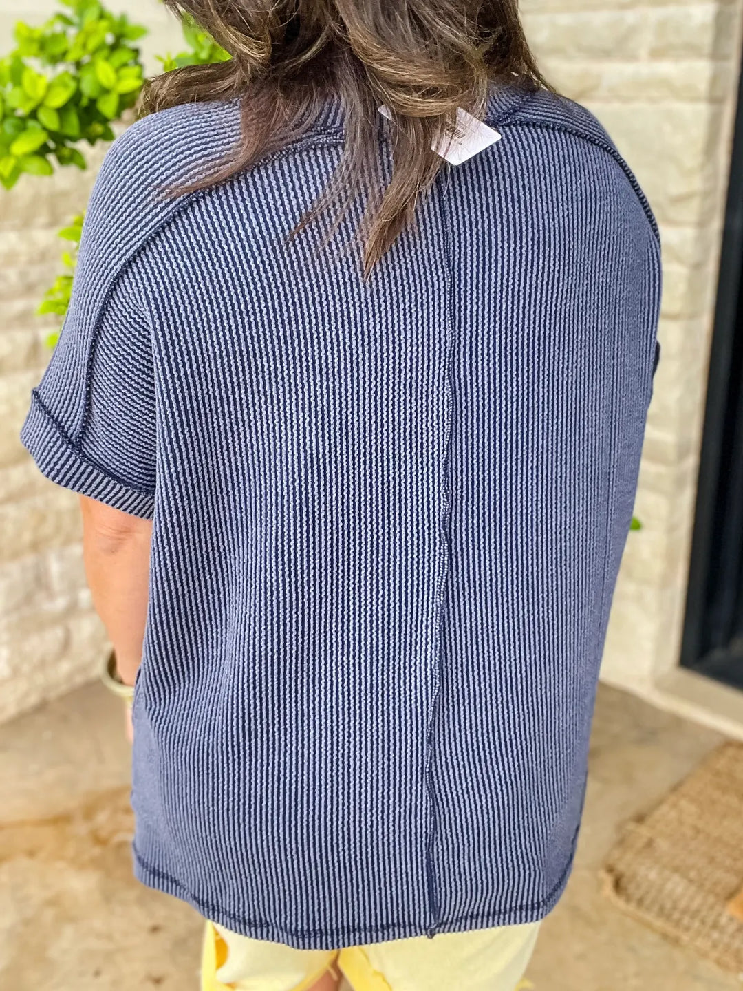 Zen Rib Round Neck Tee (Navy)