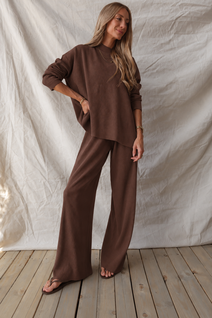 Zen Stella Rib Lounge Set (Brown)