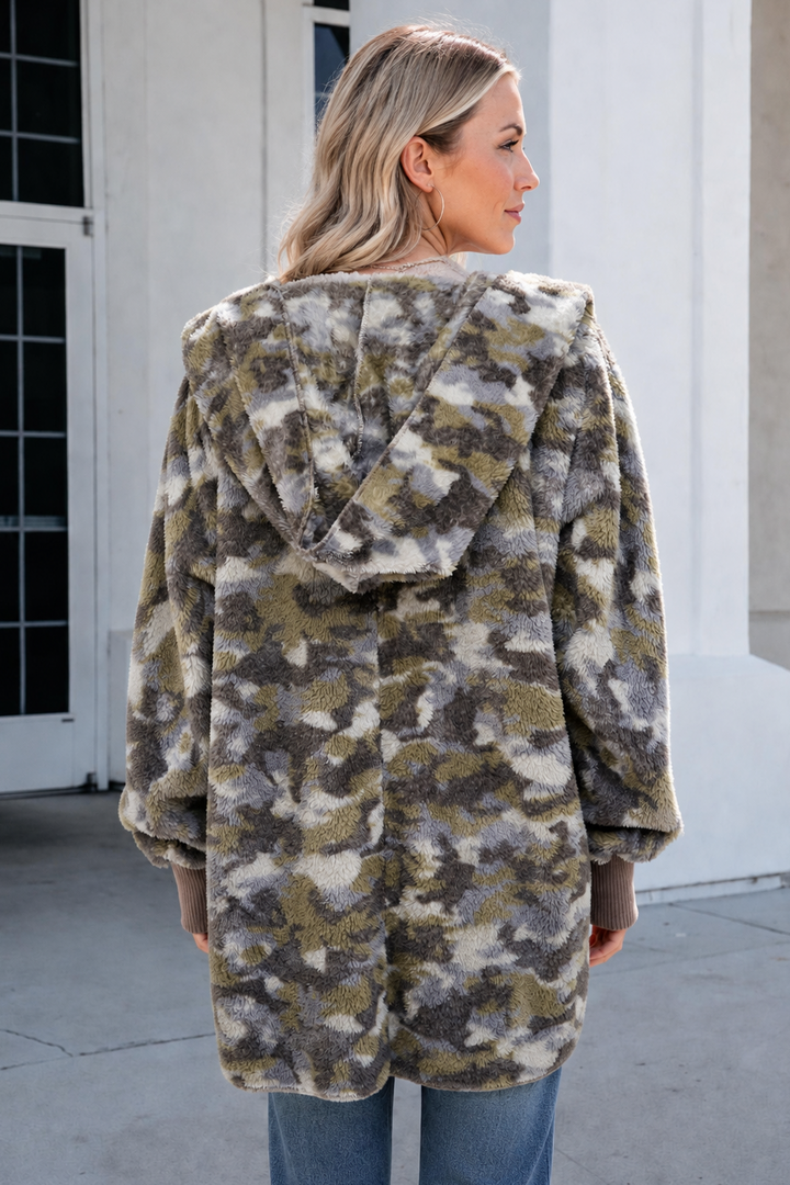 Teddy Bear Plush Cardigan (Grey Camo)