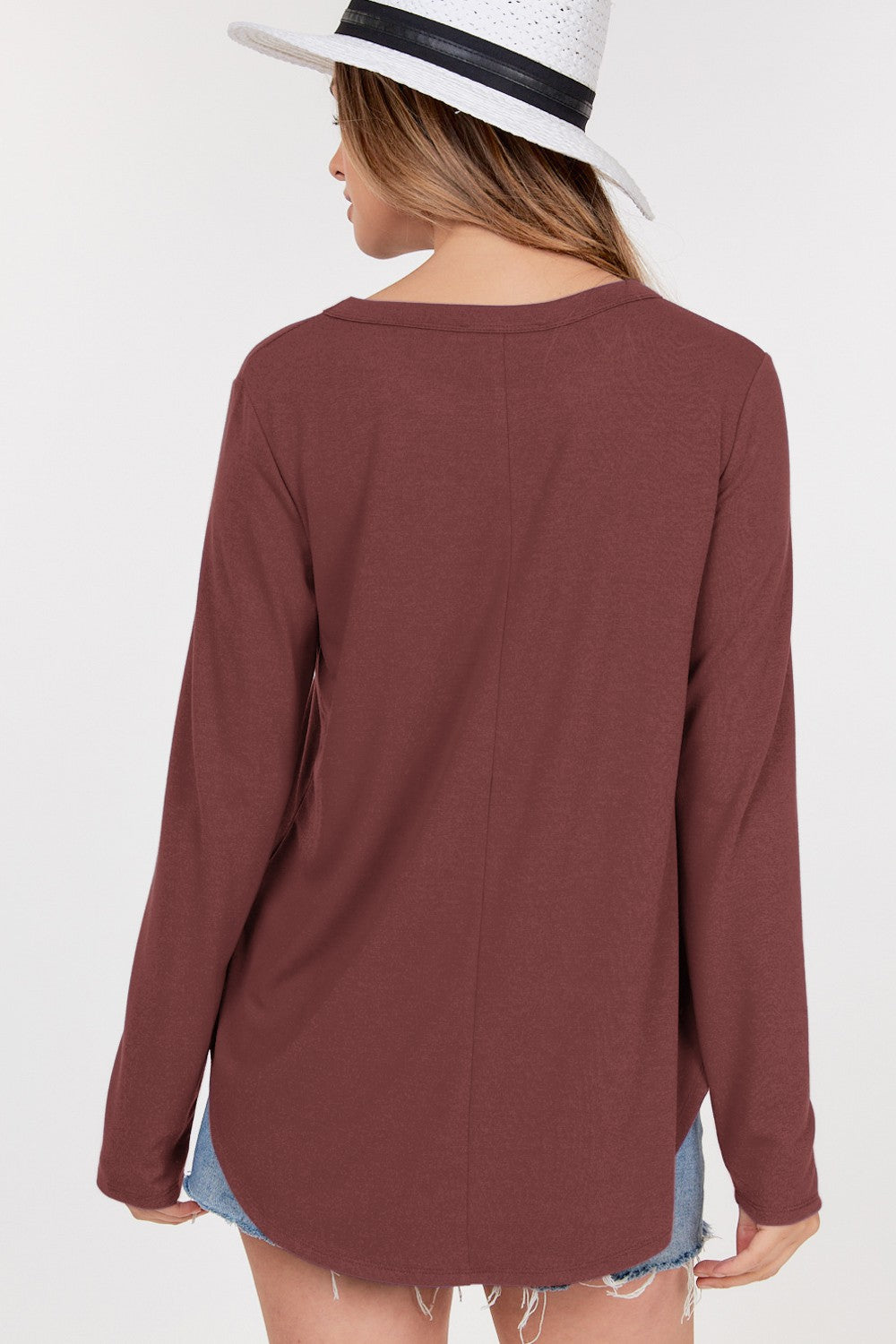 Active Basic Relaxed Long Sleeve Top (Brown Mauve)