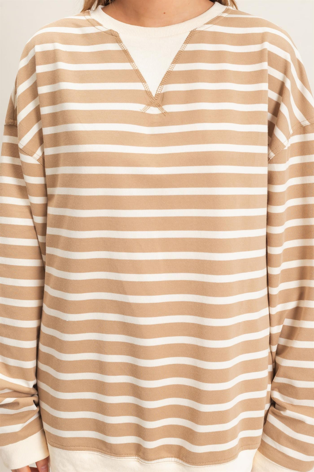 HYFVE Striped Sweatshirt (Taupe/Cream)