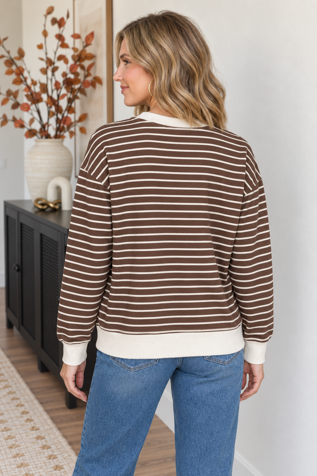 Zen Striped Crewneck (Chocolate)