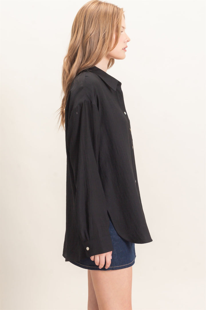 HYFVE Crinkled Button Down Shirt (Black)
