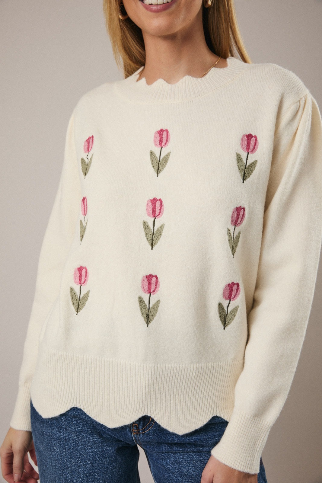 Sunday Edition Scalloped Tulip Sweater