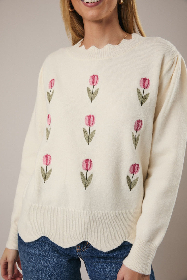 Sunday Edition Scalloped Tulip Sweater