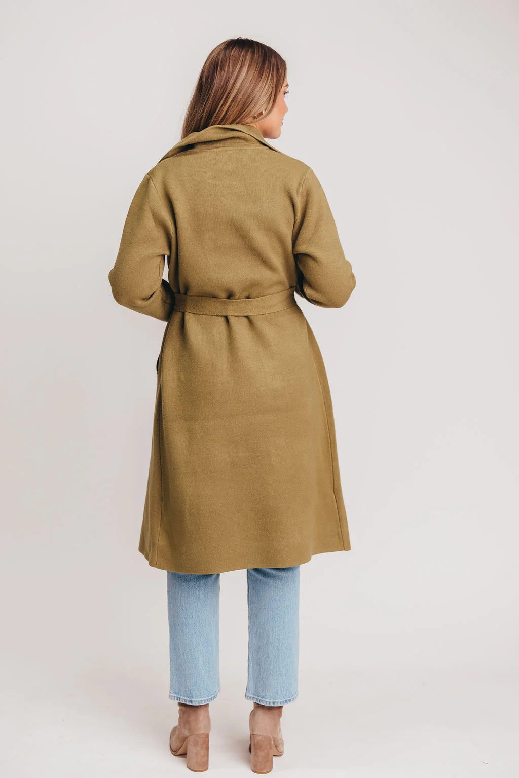 Jolie Cashmere Knit Trench Coat (Olive)