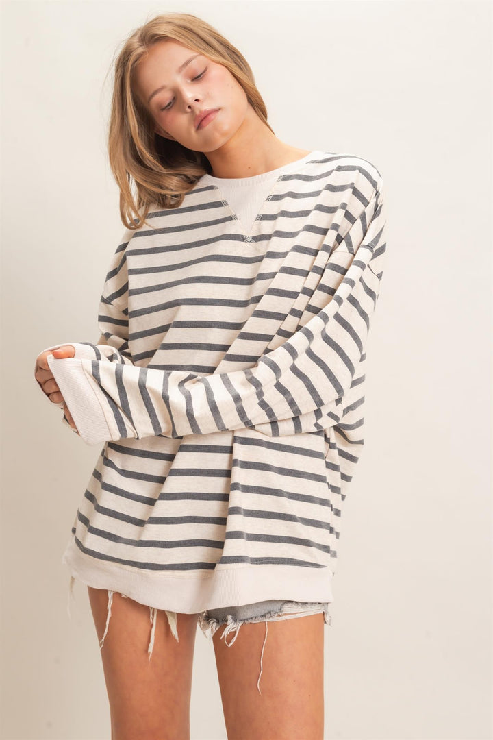 HYFVE Striped Sweatshirt (Grey/Ecru)