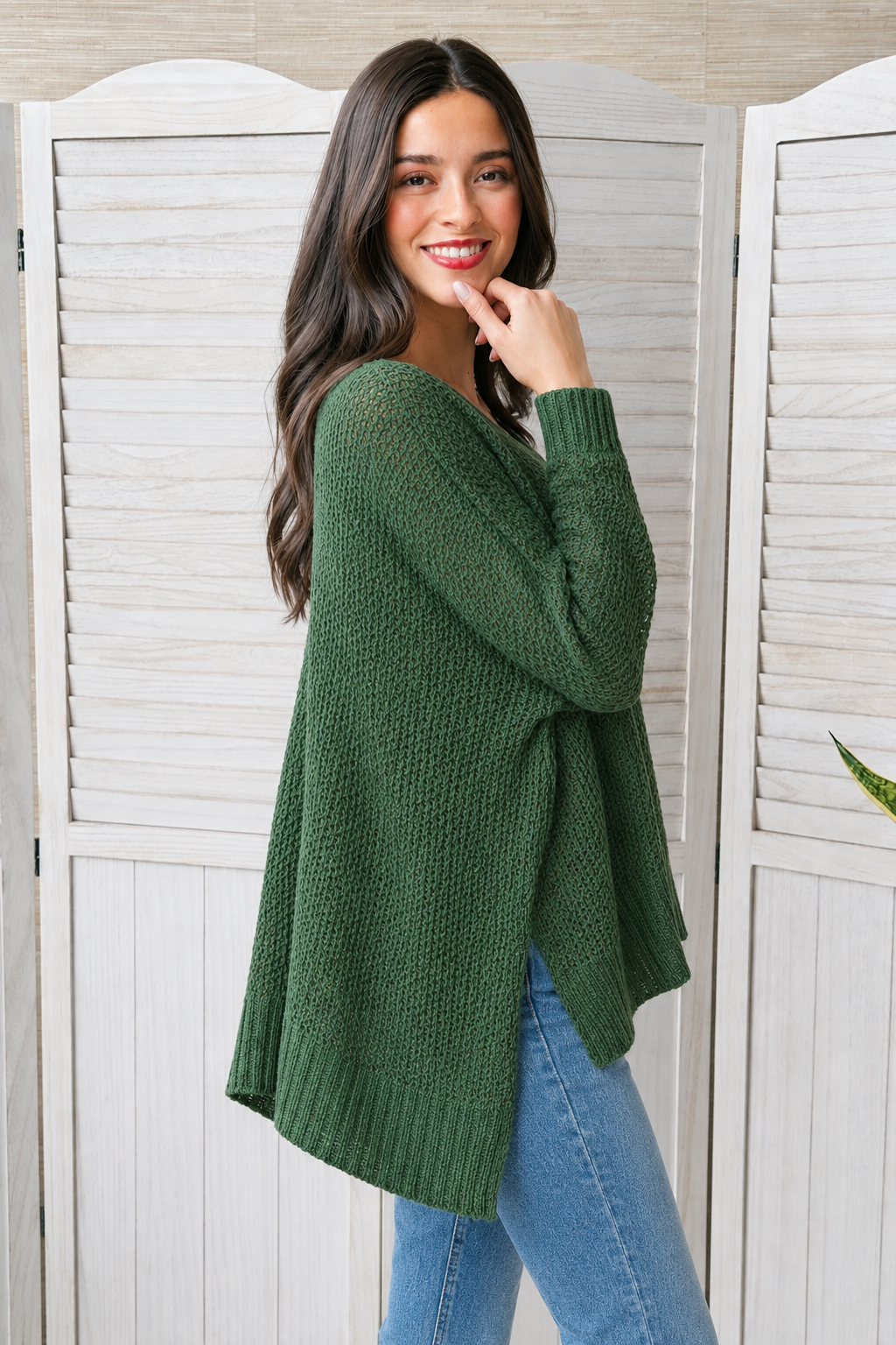 Zen Airy Knit Sweater (Dark Green)