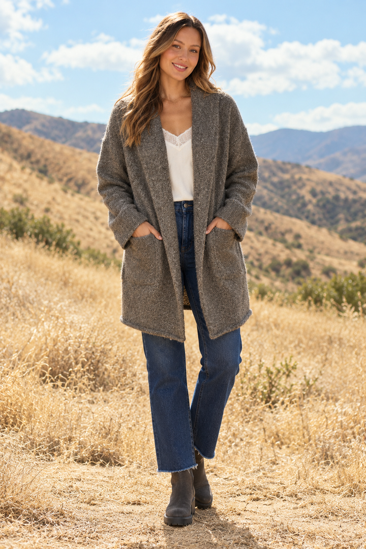 Lovestitch Jordan Sweater Coat (Heather Dark Brown)