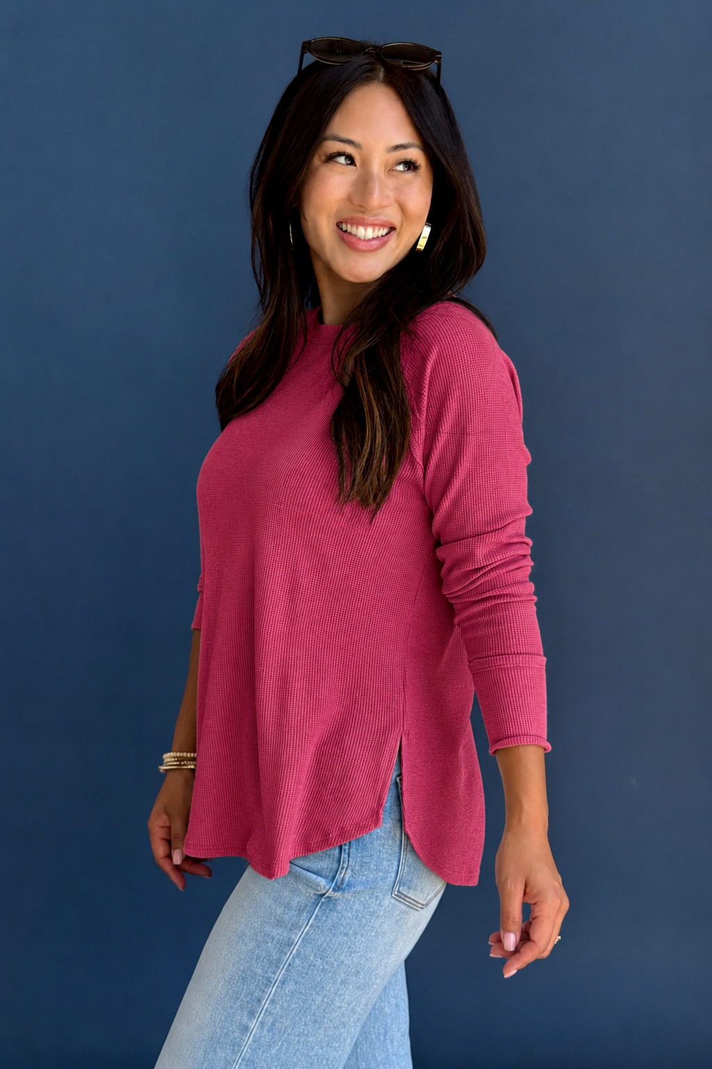 Zen Relaxed Waffle Top (Cabernet)