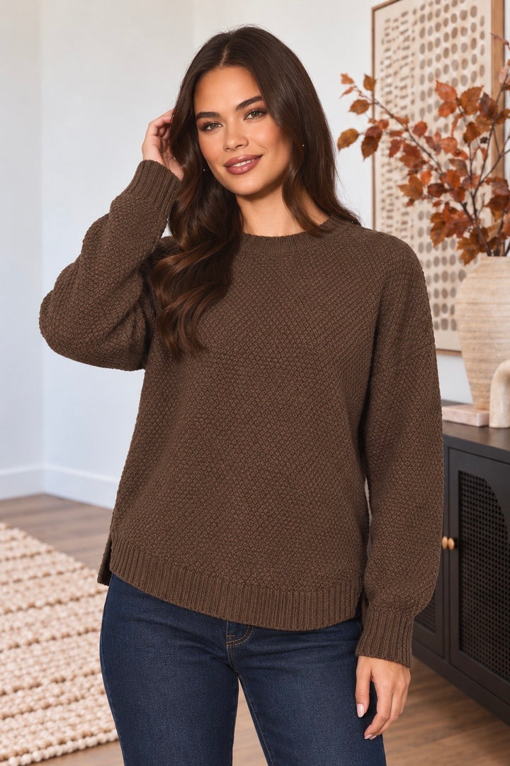 Zen Waffle Sweater (Chocolate Brown)