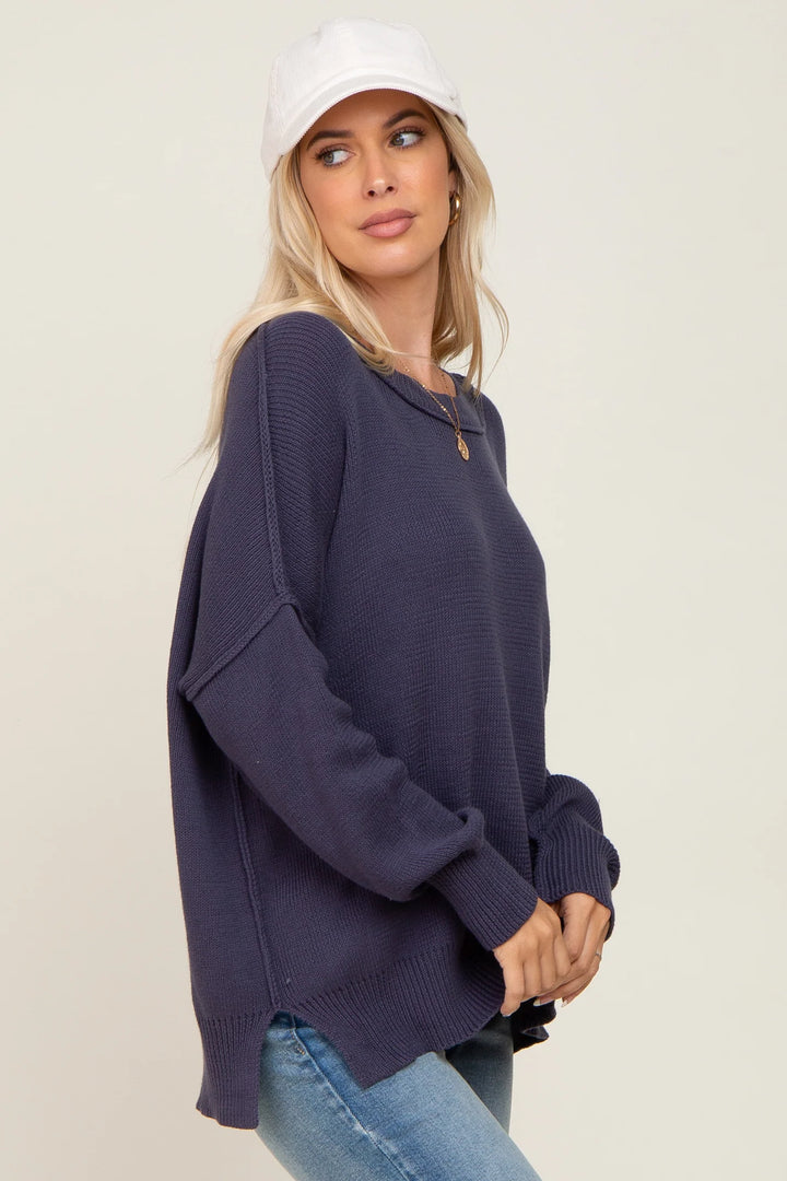 My Cozy At Home Sweater (Blueberry)