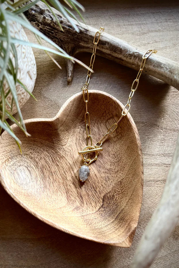 Gold Filled Paperclip Agate Necklace