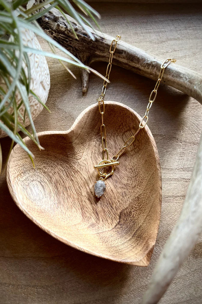 Gold Filled Paperclip Agate Necklace