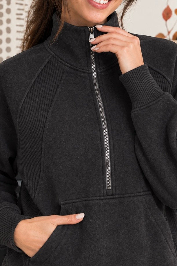 Zen Half Zip Fleece Pullover (Black)
