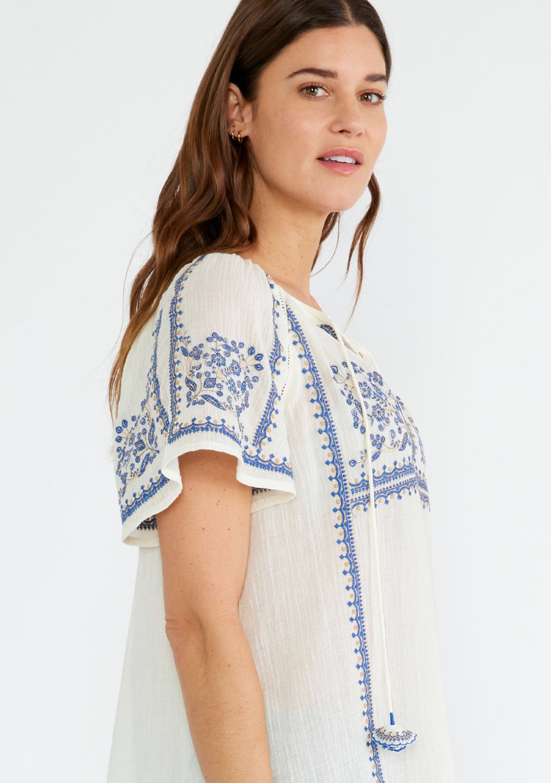 Lovestitch Joelle Embroidered Tee (Natural/Blue)