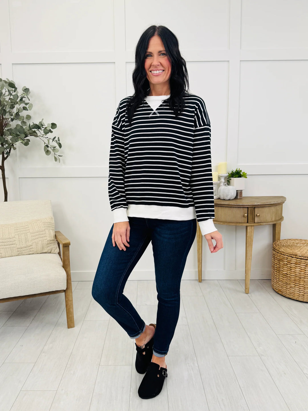 Zen Striped Crewneck (Black)