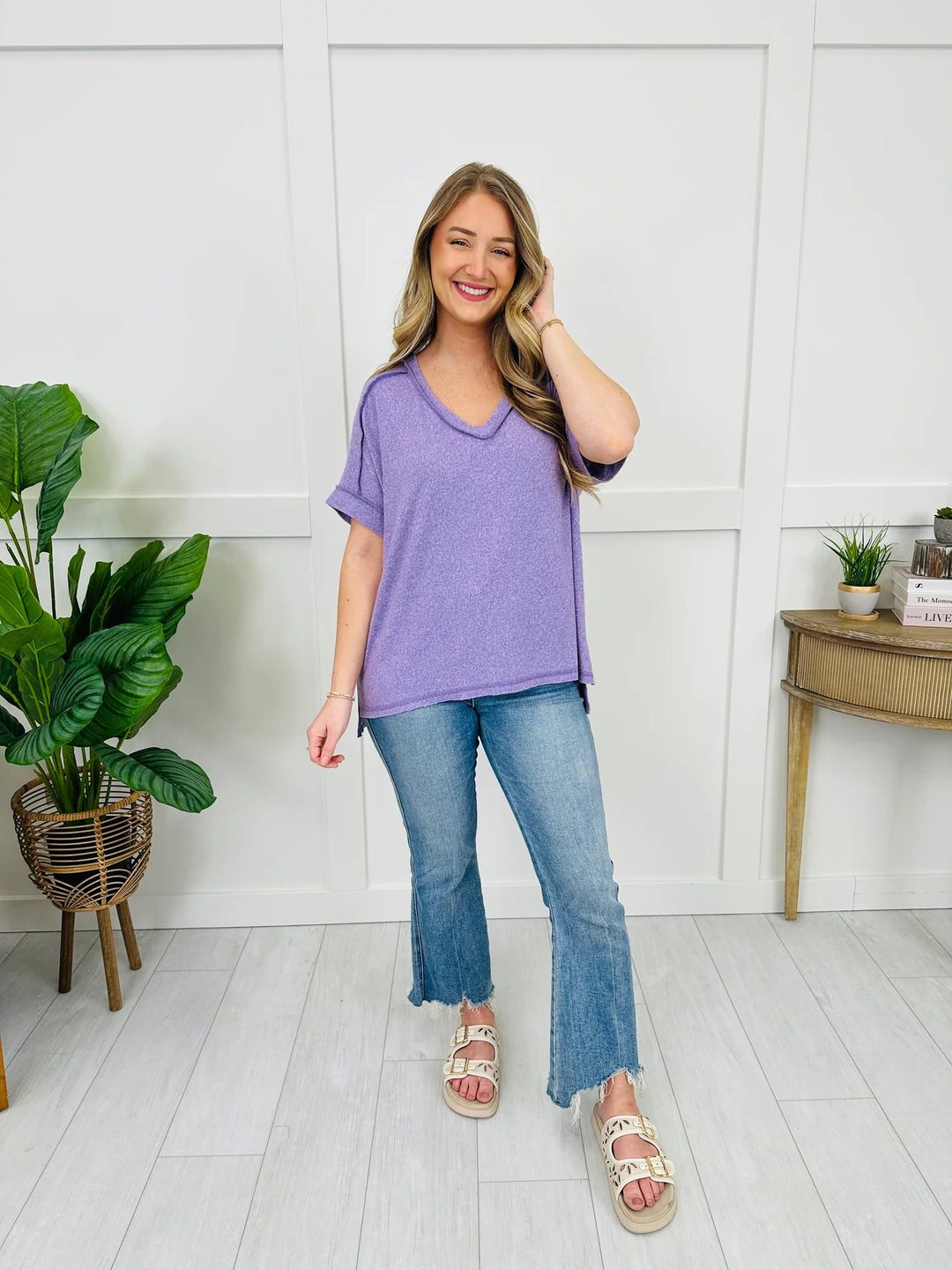 Zen Hacci Knit V Tee (Lavender)