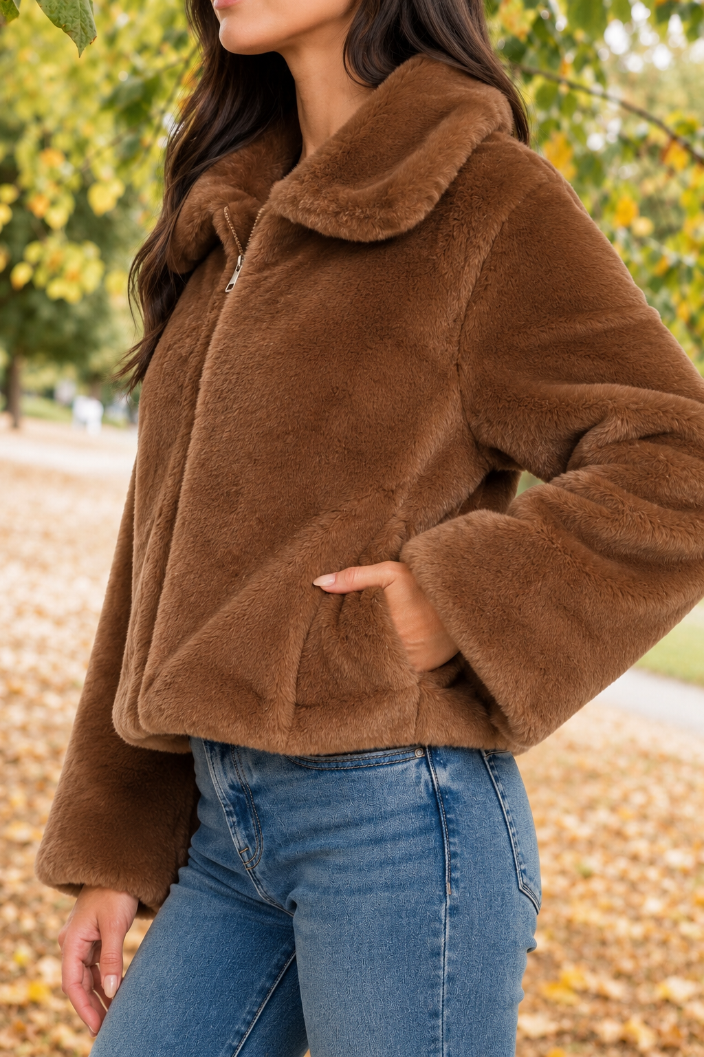 Zen Faux Fur Jacket (Brown)