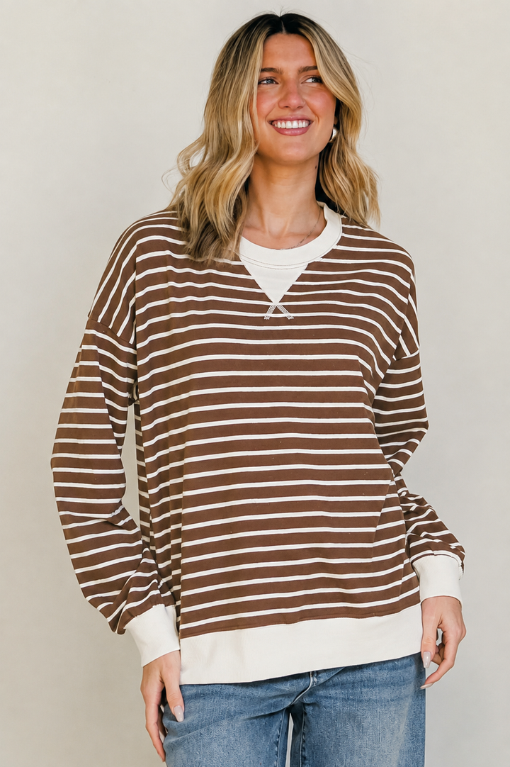 Zen Striped Crewneck (Brown)