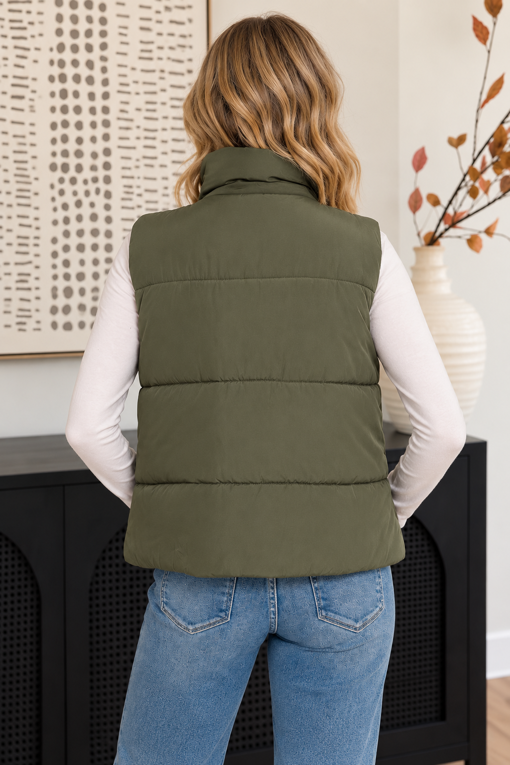 Zen Puffer Vest (Dark Olive)