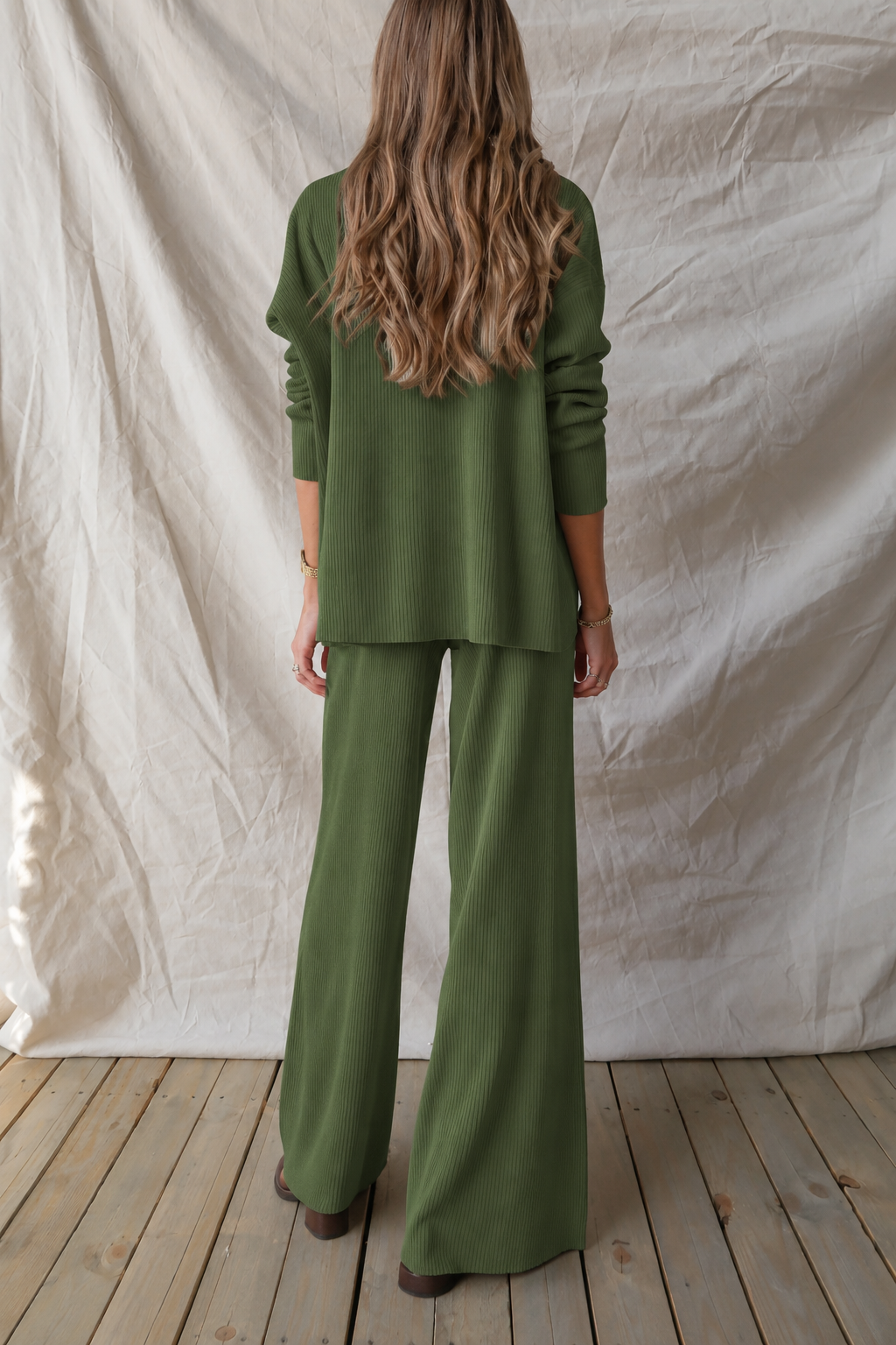 Zen Stella Rib Lounge Set (Army Green)