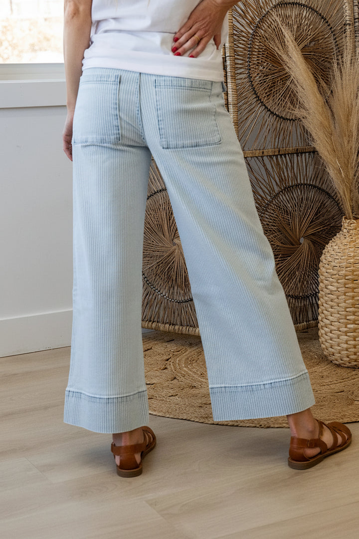 Kancan Pinstripe Wide Leg Jean