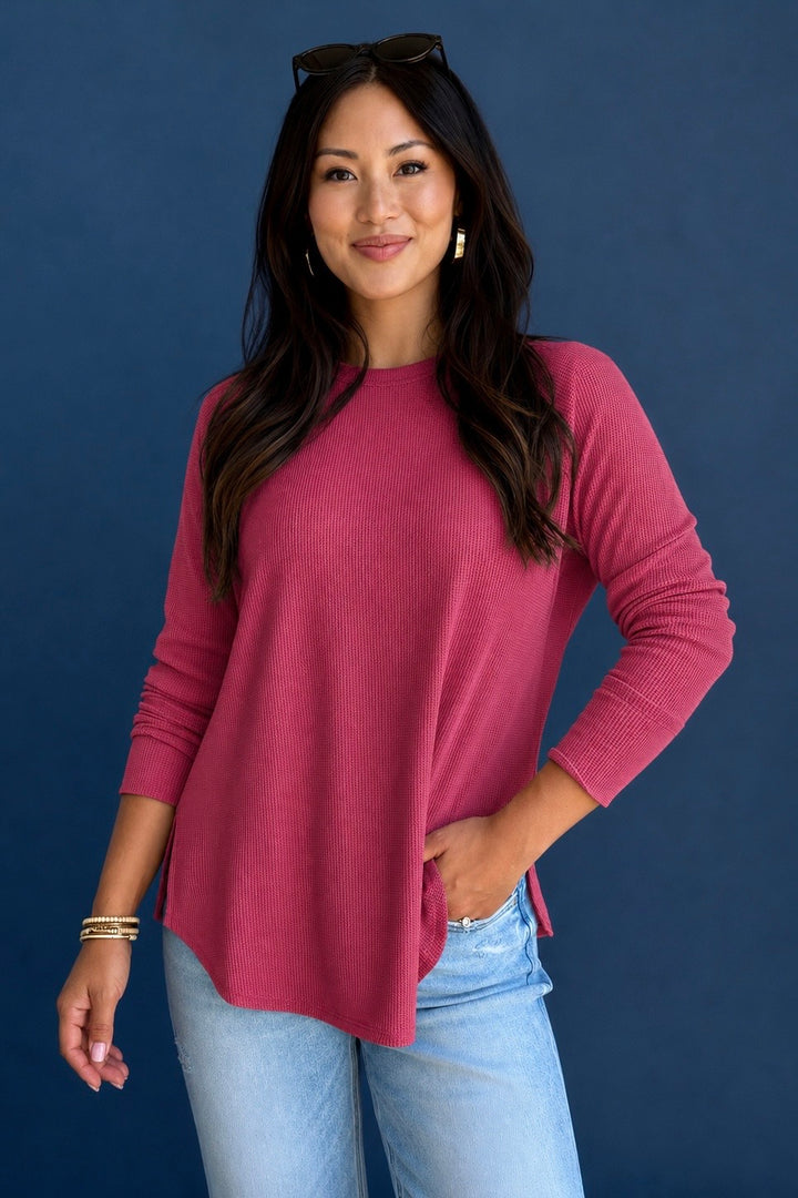 Zen Relaxed Waffle Top (Cabernet)