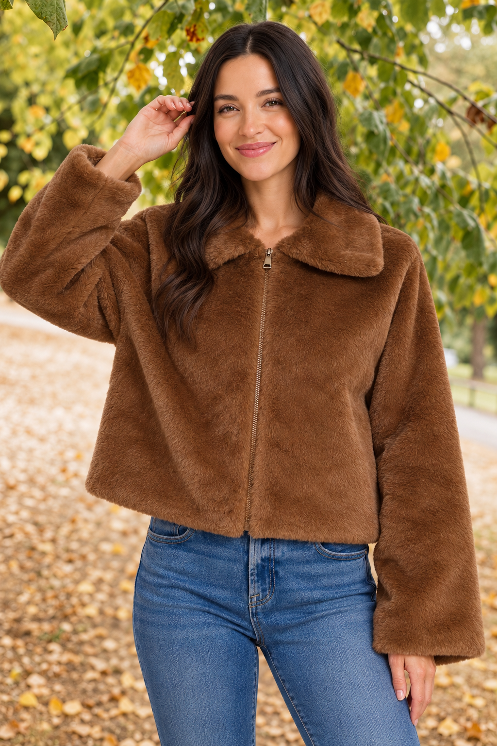 Zen Faux Fur Jacket (Brown)