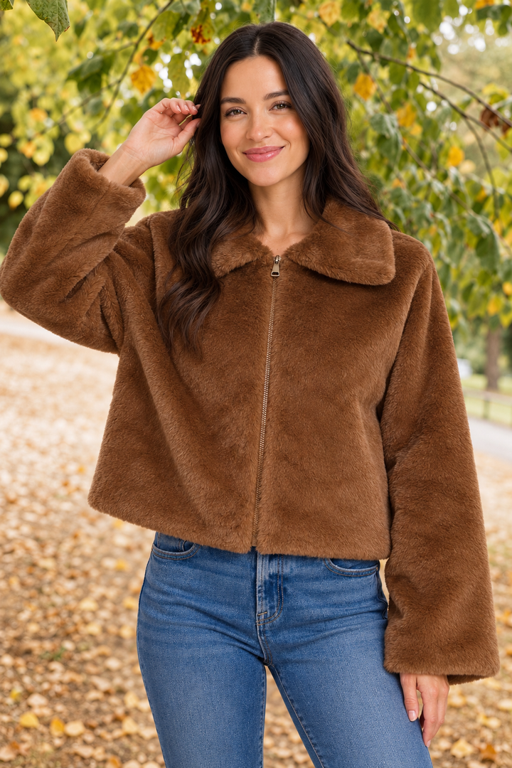 Zen Faux Fur Jacket (Brown)