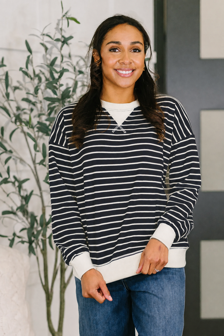 Zen Striped Crewneck (Black)