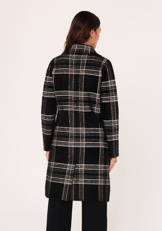 Lovestitch Fuzzy Plaid Jacket (Black/Cream)