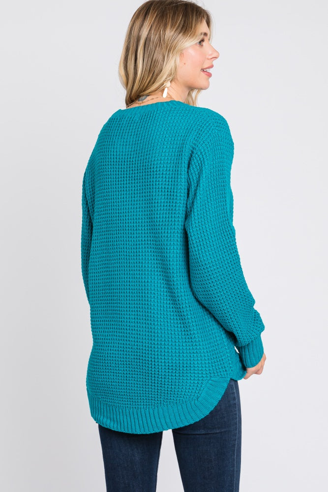 Zen Waffle Knit Sweater (Light Teal)