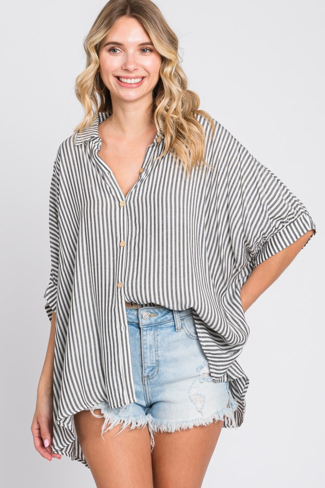 Zen Sunny Days Button Down Shirt (Charcoal)