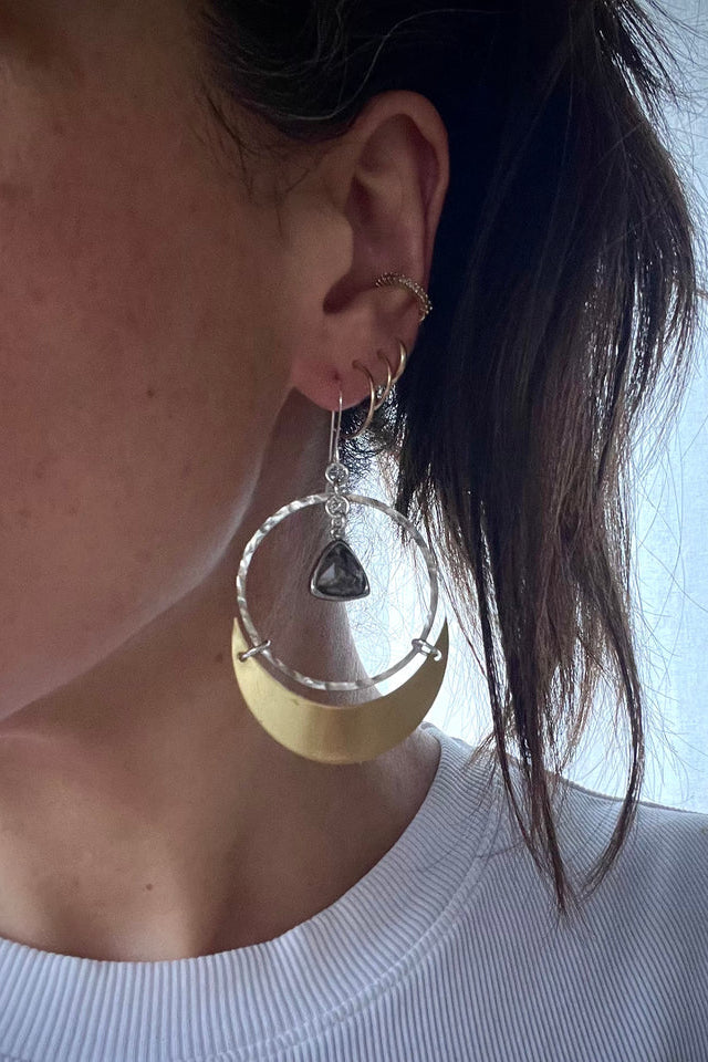 Eclipse Dangle Earrings (Smokey Quartz)