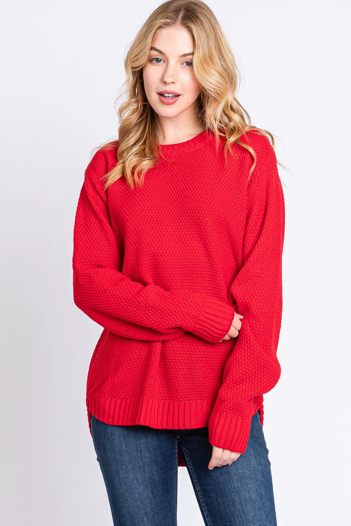 Zen Waffle Sweater (Ruby)