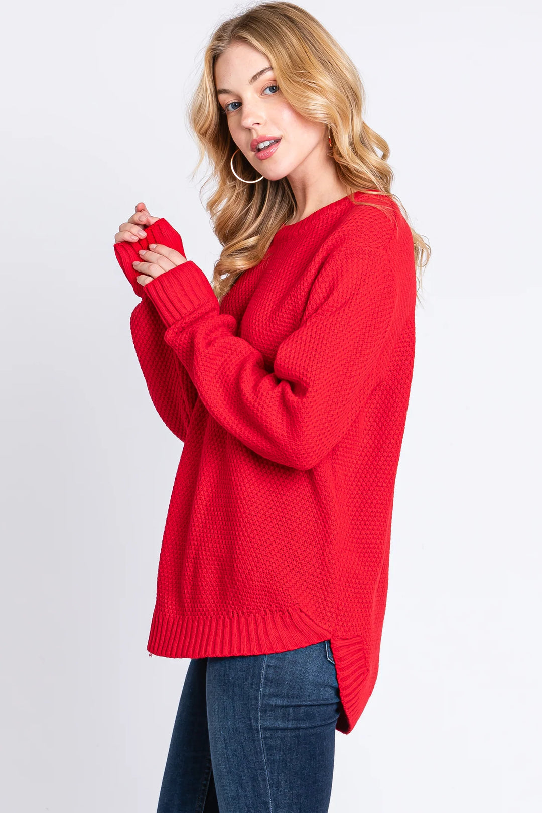 Zen Waffle Sweater (Ruby)