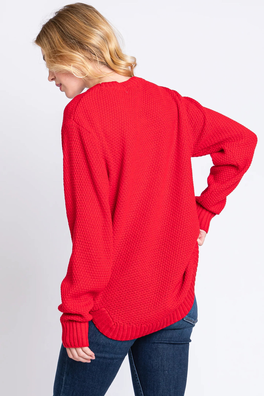 Zen Waffle Sweater (Ruby)