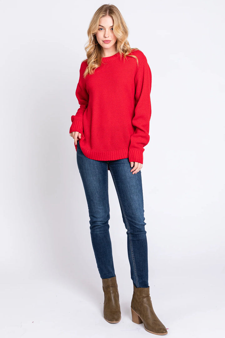 Zen Waffle Sweater (Ruby)