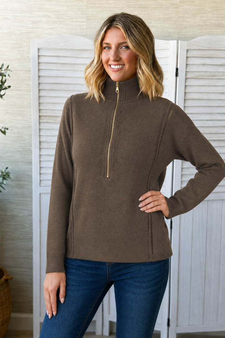 Zen Matilda Zip Sweater (Espresso)
