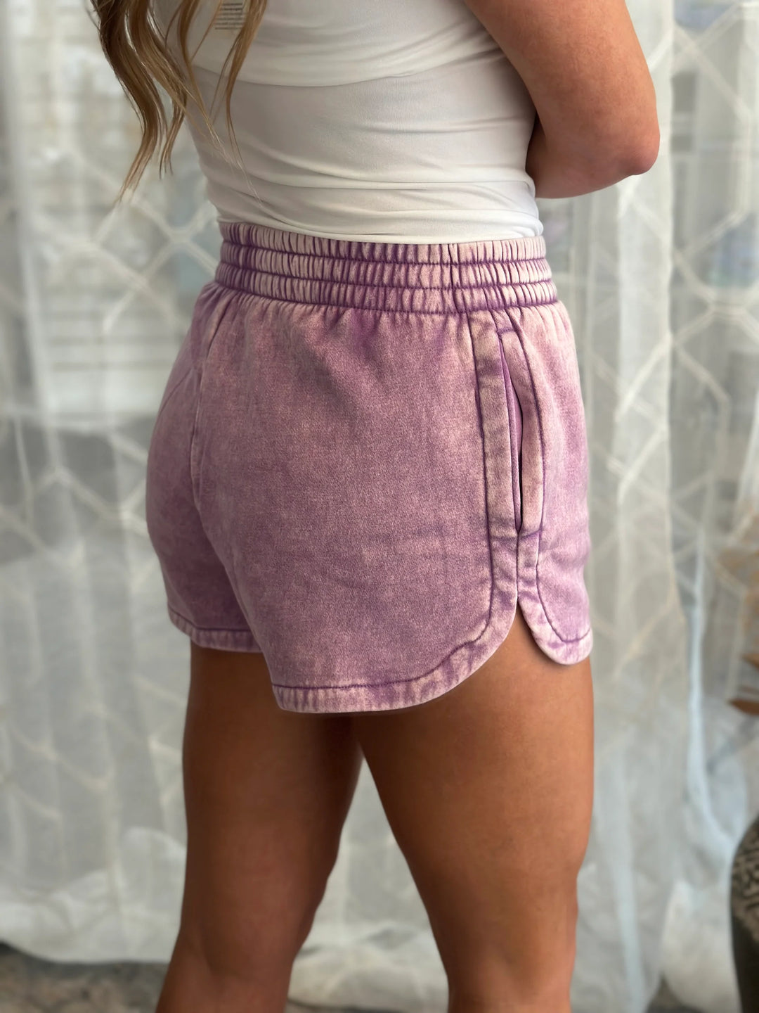 Zen Acid Wash Sweat Shorts (Violet)